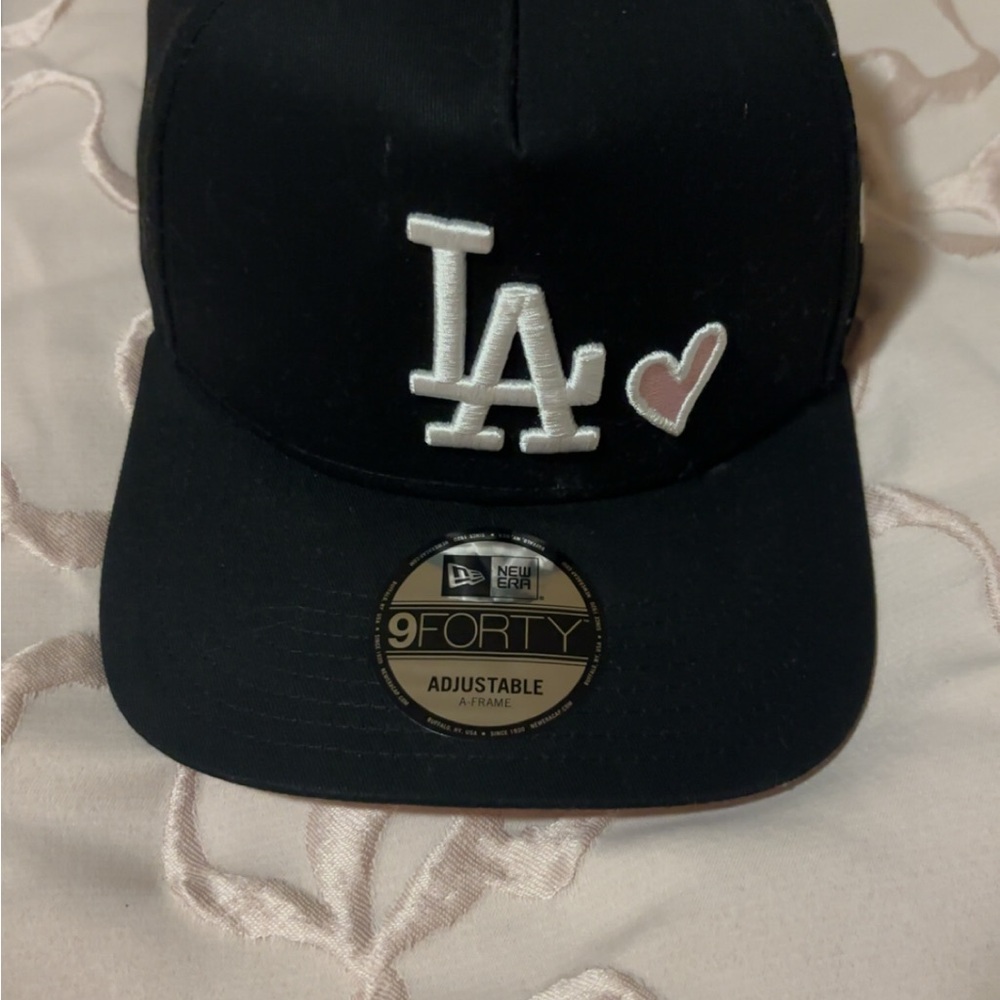 New Era Black and White Fitted Hat with LA Logo
